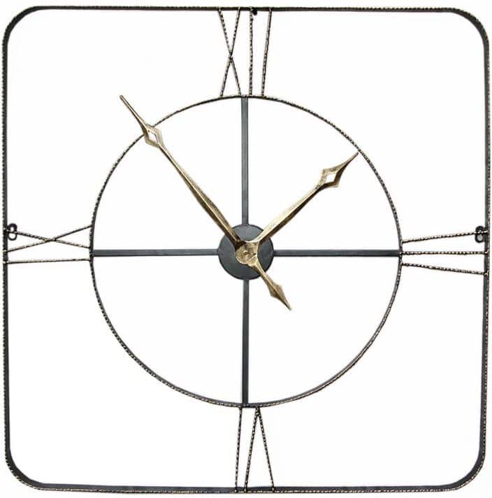 Peterson Artwares Square Wrought Iran Antique Wall Clock