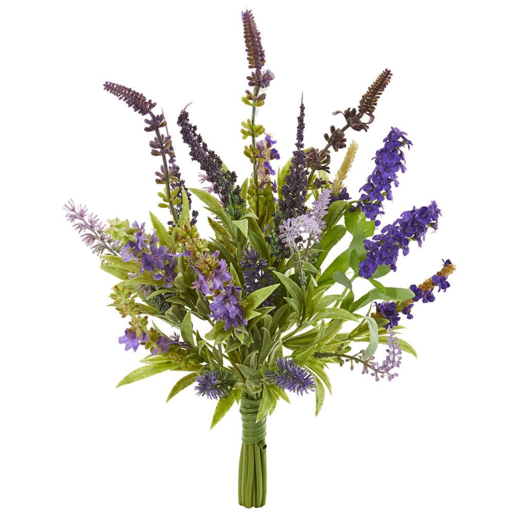 Nearly Natural Indoor Lavender Artificial Flower Bouquet (Set of 3)