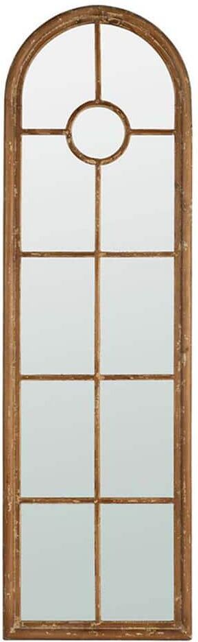 24 in. W x 79 in. H Half-Round Elongated Mirror Decorative Window Classic Architecture Style Solid Fir Wood