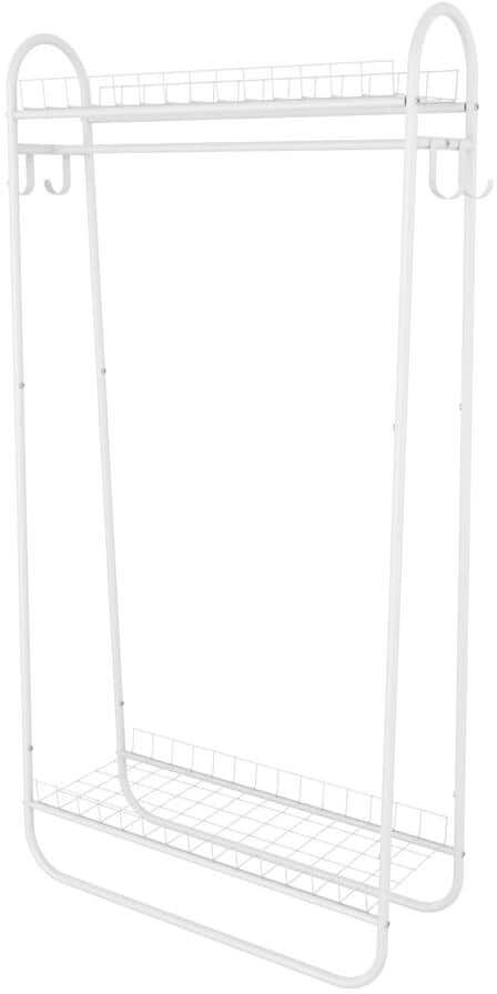 Wateday White Freestanding Clothing Rack Coat Rack with Double Rods