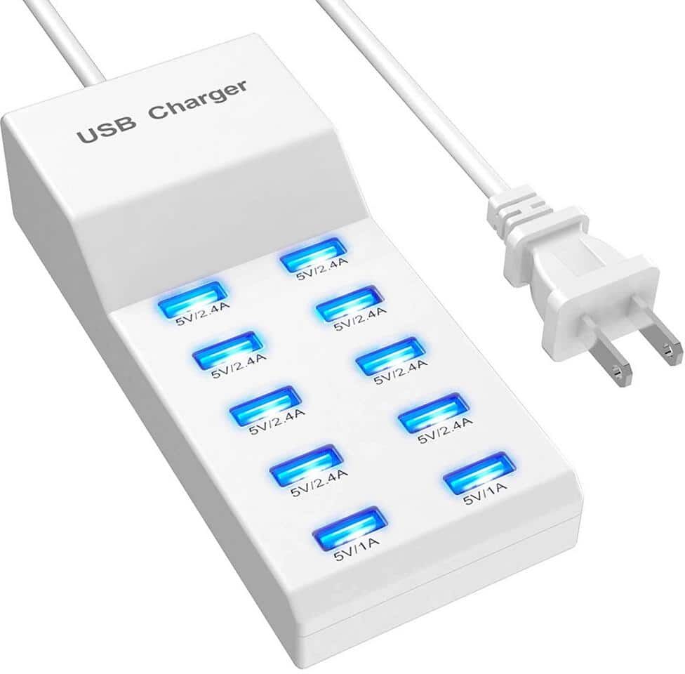 Etokfoks 10-Ports USB Charging Station Hub 50-Watt USB Wall Charger Fast Charging Power Adapter for Phone Tablet