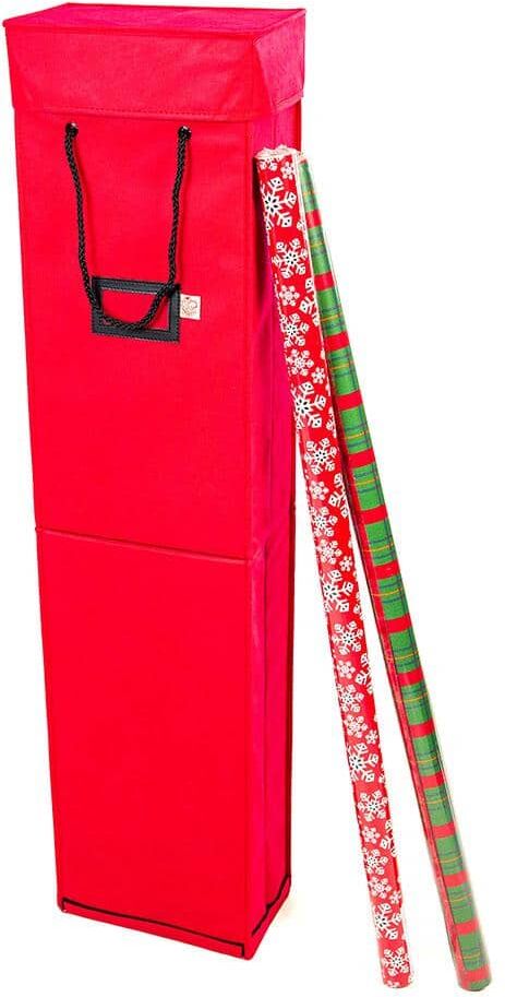 Santa's Bags 40 in. Tall Wrapping Paper Storage Box (Holds Up to 12 Rolls) with Gift Wrap Accessory Bin