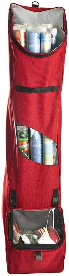 Santa's Bags Hanging Wrapping Paper Storage Container with Extra Gift Wrap Accessory Storage Bin