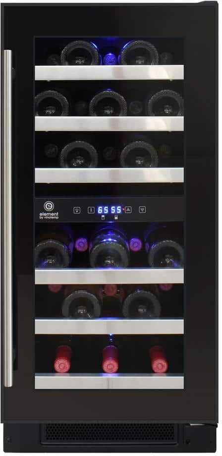 14.8 in. W 28-Bottle Dual Zone Beverage And Wine Cooler in Black