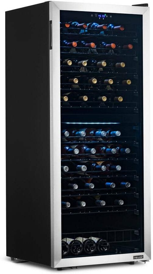 NewAir 23 in. 98-Bottle Wine Cooler and Beverage Cooler with Glass Door Low-Vibration Ultra-Quiet Inverter Compressor