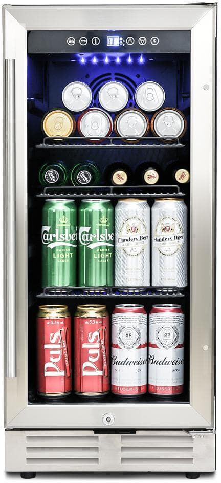 14.96 in. 120-Bottle Wine and Can Beverage Cooler with Adjustable Shelves