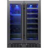 Titan Signature 24 in. 64 Can and 20 Bottle French Door Black Stainless Steel Dual Zone Built-In Beverage and Wine Cooler