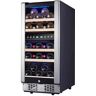 30 Bottles 15 in. Dual Zone Low Noise Wine Cooler Refrigerator with Digital Temperature Control and Glass Front Doors