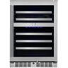 Titan Transcend 24 in. 46-Bottle Seamless Stainless Steel Single Door Dual Zone Built-In Wine Cooler