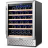 Hooure Cellar Cooling Unit 24 in. Single Zone 51-Bottle Built-In or Freestanding Wine Cooler with Door Lock, Stainless Steel