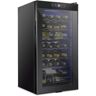 Schmecke 28-Bottle Wine Cooler, Compact Cellar Cooling Unit in Black, Freestanding Wine Fridge with Lock