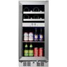 Titan Signature 15 in. 8-Bottle and 40-Can Stainless Steel Single Door Dual Zone Built-In Wine and Beverage Cooler