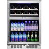 Titan Signature 24 in. 16-Bottle and 70-Can Stainless Steel Single Door Dual Zone Built-In Wine and Beverage Cooler