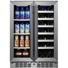 Titan Signature 24 in. 64-Can and 20-Bottle French Door Stainless Steel Dual Zone Built-In Beverage and Wine Cooler