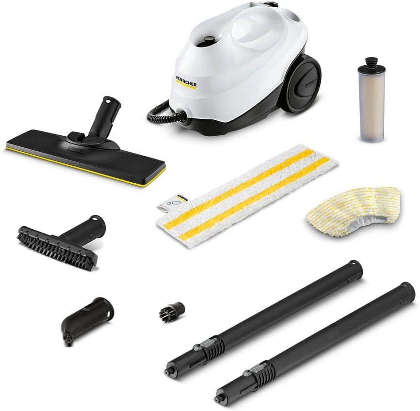 Karcher SC 3-Portable Multi-Purpose Corded Steam Cleaner Hand and Floor Attachments for Grout, Hard Floors, Appliances and More