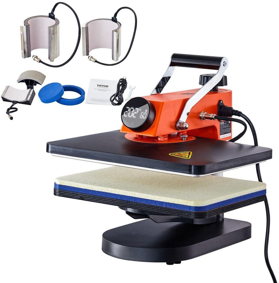 VEVOR 12 in. x 15 in. Heat Press Machine 6 in 1-Heat Press 360° Rotation 360° Swing Away for Shirts/Hats/Mugs/Sublimation