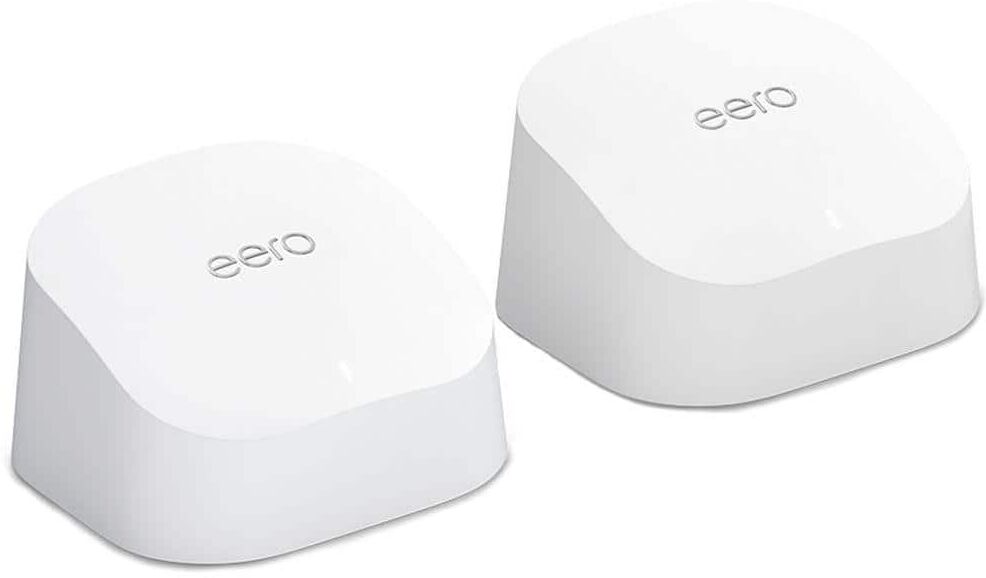 EERO 6 Dual-Band Mesh Wi-Fi 6 Router, with Built-in Zigbee Smart Home Hub (1 Router Plus 1 Extender) White