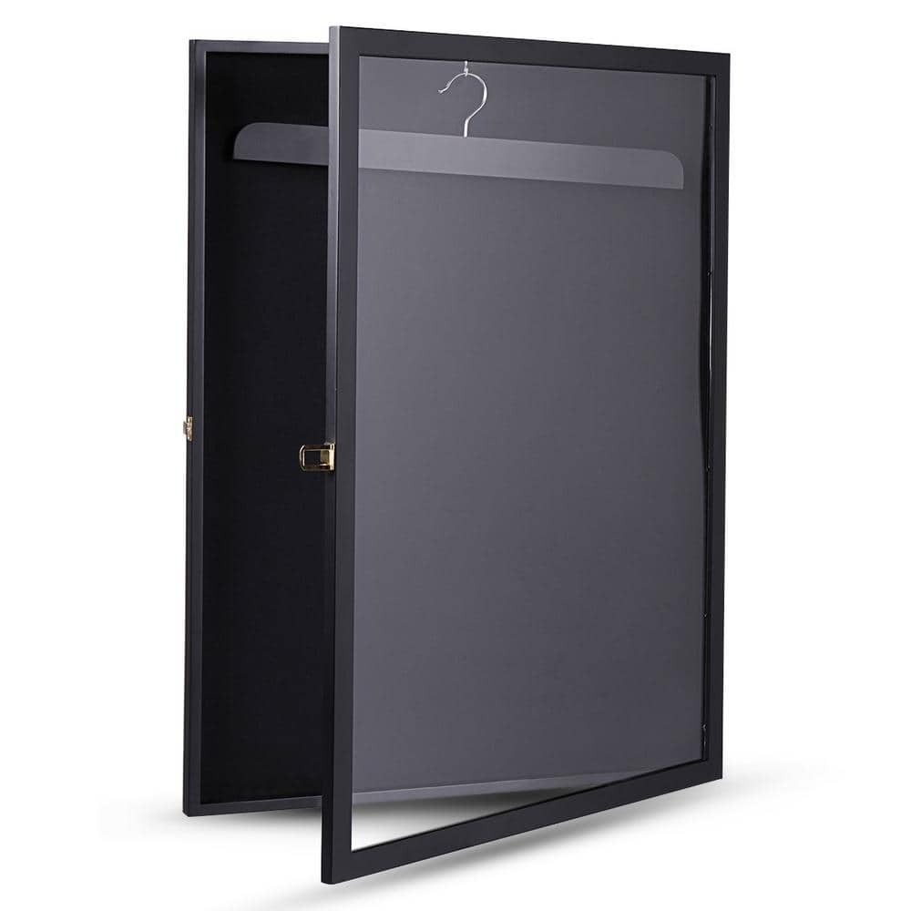 Aoibox 23 in. * 32 in. Jersey Shadow Box, Uniform Display Case, Picture Frame for Baseball, Basketball & Football Shirts, Black