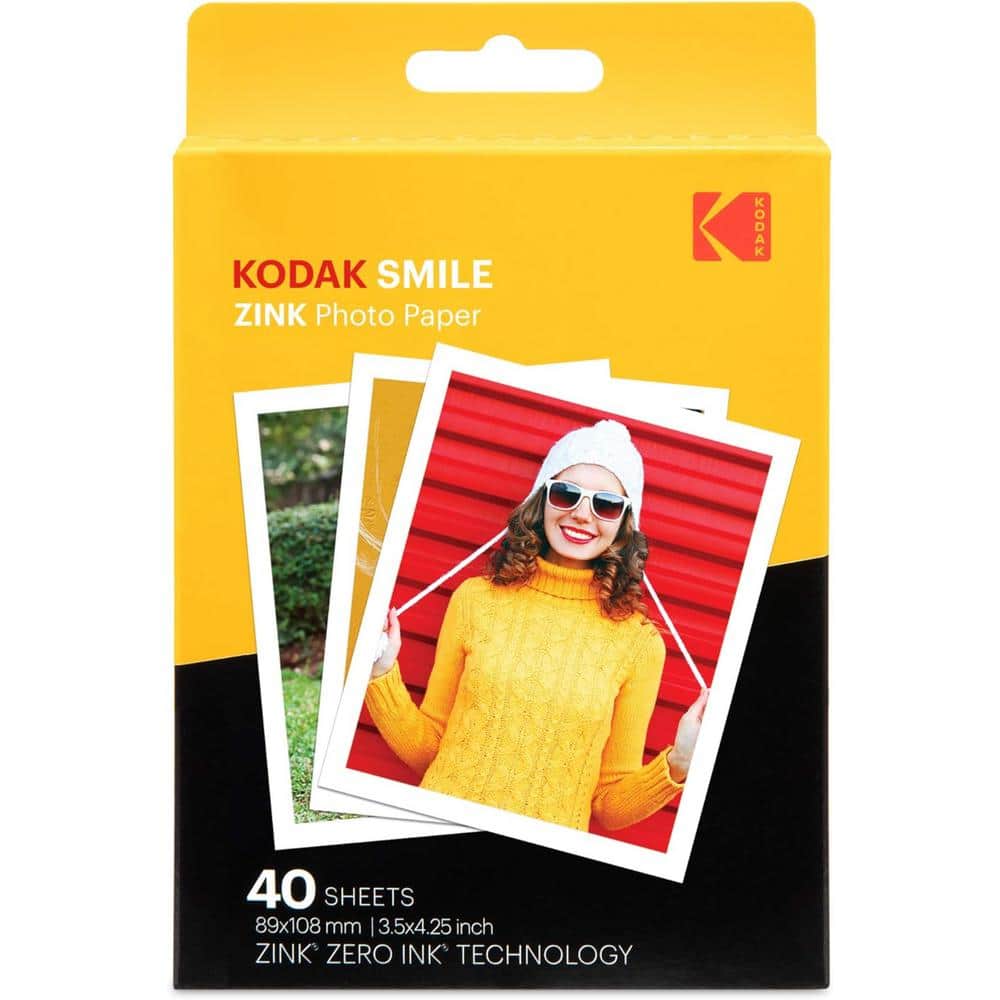 Kodak 3.5 in. x 4.25 in. Premium Zink Print Photo Paper Compatible with Smile Classic Instant Camera (40-Sheets)
