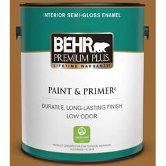 BEHR PREMIUM PLUS 1 gal. #PPU6-01 Curry Powder Semi-Gloss Enamel Low Odor Interior Paint & Primer