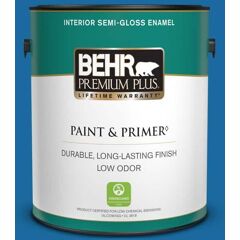 BEHR PREMIUM PLUS 1 gal. #S-G-560 Jazz Blue Semi-Gloss Enamel Low Odor Interior Paint & Primer