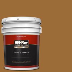 BEHR PREMIUM PLUS 5 gal. #PPU6-01 Curry Powder Flat Exterior Paint & Primer