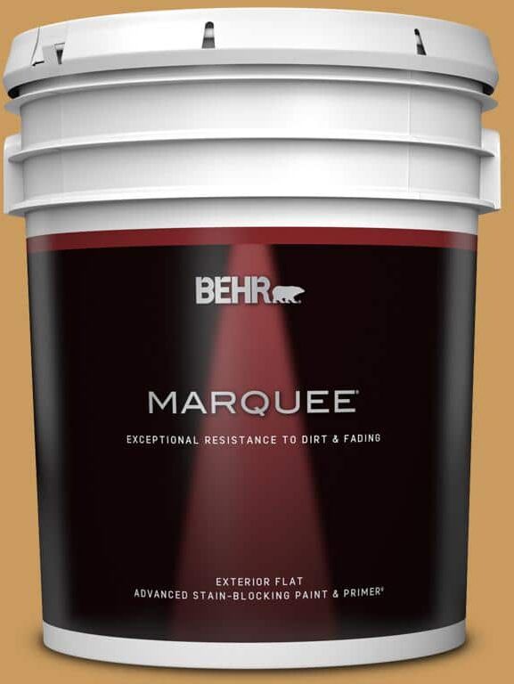 BEHR MARQUEE 5 gal. #M280-6 Solid Gold Flat Exterior Paint & Primer