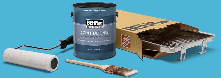 BEHR 1 gal. #P490-4 Aztec Sky Ultra Satin Enamel Interior Paint and Wooster Set All-in-1 Project Kit (5-Piece)