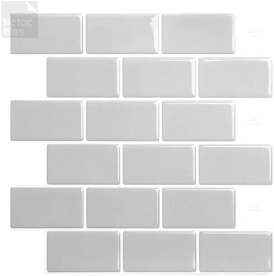 Tic Tac Tiles Subway Grey 12 in. W x 12 in. H PVC Peel and Stick Tile (5 sq. ft./5-Sheets)