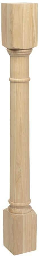 American Pro Decor 35-1/4 in. x 3-3/4 in. Unfinished Solid Hardwood Traditional Full Round Kitchen Island Leg