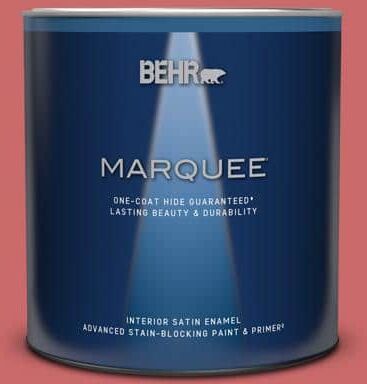 BEHR MARQUEE 1 qt. #MQ4-02 Strawberry Wine One-Coat Hide Satin Enamel Interior Paint & Primer