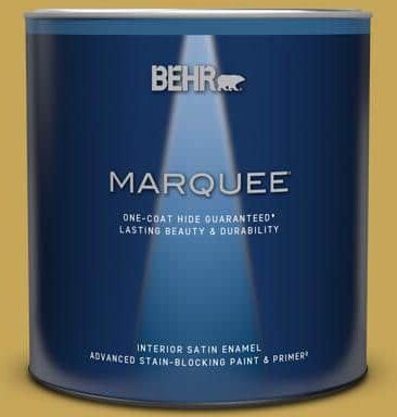 BEHR MARQUEE 1 qt. #PPU6-18 Lemongrass Satin Enamel Interior Paint & Primer