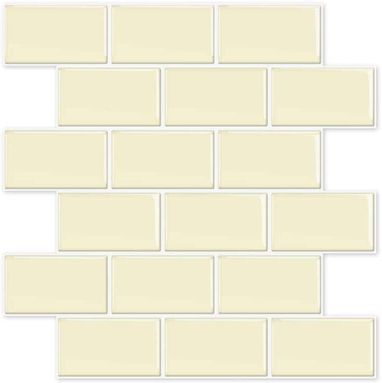 Art3d 12 in. x 12 in. Yellow Subway Tile Vinyl Peel and Stick Tile Backsplash for Kitchen, Bathroom (9 sq. ft./pack)