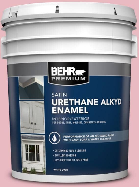 BEHR PREMIUM 5 gal. #M150-2 Peppermint Stick Urethane Alkyd Satin Enamel Interior/Exterior Paint