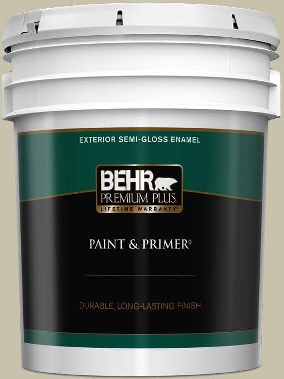 BEHR PREMIUM PLUS 5 gal. #PPU9-19 Organic Field Semi-Gloss Enamel Exterior Paint & Primer