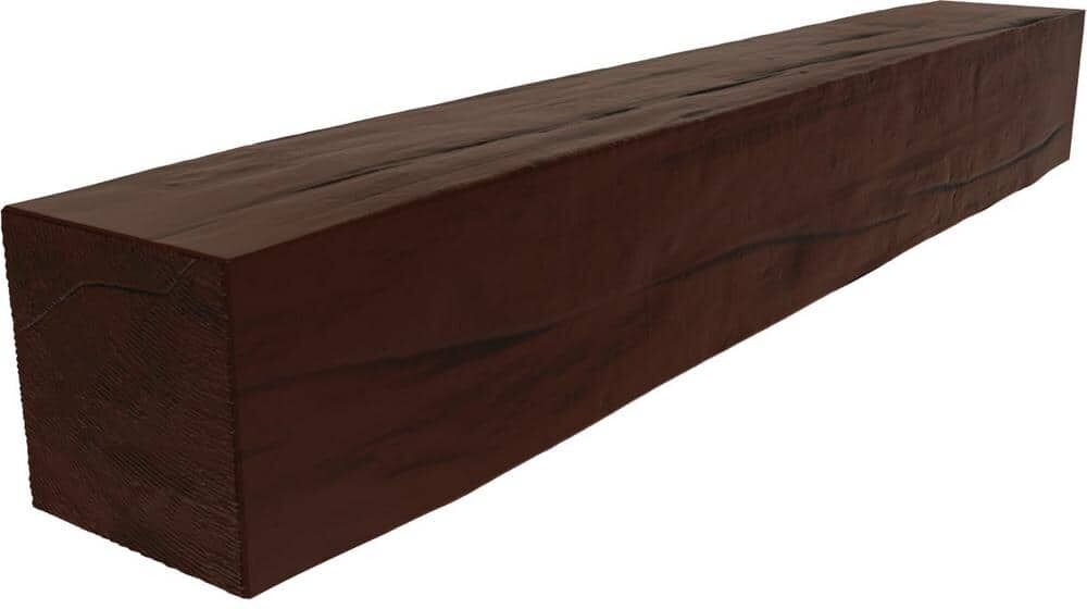 Ekena Millwork 6 in. x 6 in. x 6 ft. RiverWood beam Rustic Faux Wood beam Fireplace Mantel Pecan