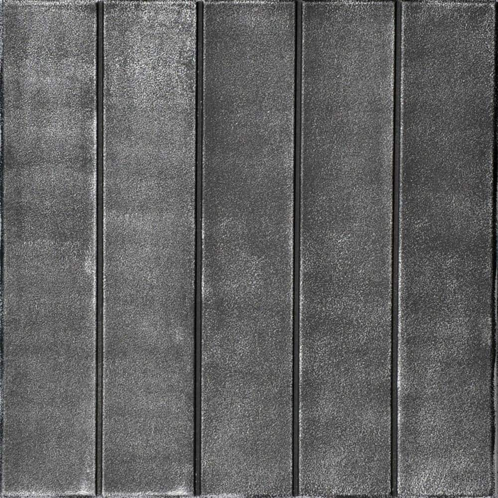 A La Maison Ceilings Bead Board Black Silver 1.6 ft. x 1.6 ft. Decorative Foam Glue Up Ceiling Tile (21.6 sq. ft./case)