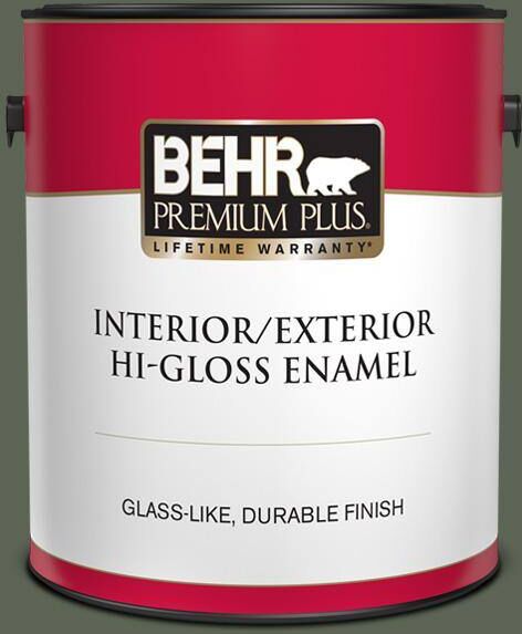 BEHR PREMIUM PLUS 1 gal. #T13-16 Pine Cone Pass Hi-Gloss Enamel Interior/Exterior Paint