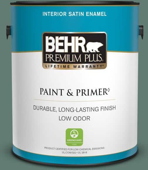 BEHR PREMIUM PLUS 1 gal. #S430-6 Forest Edge Satin Enamel Low Odor Interior Paint & Primer