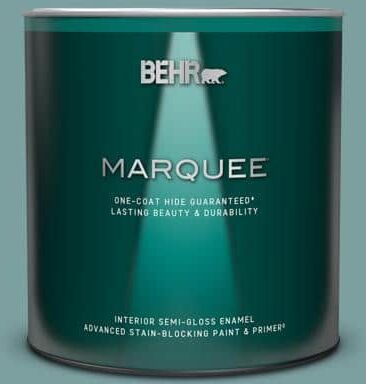 BEHR MARQUEE 1 qt. #S440-4 Tower Bridge One-Coat Hide Semi-Gloss Enamel Interior Paint & Primer