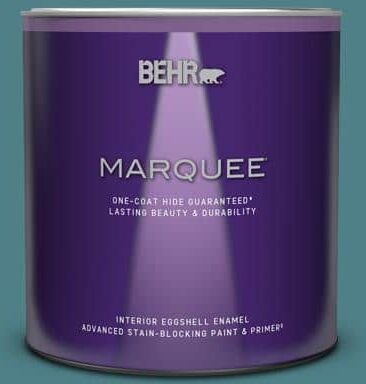 BEHR MARQUEE 1 qt. #ICC-75 Tapestry Teal Eggshell Enamel Interior Paint & Primer