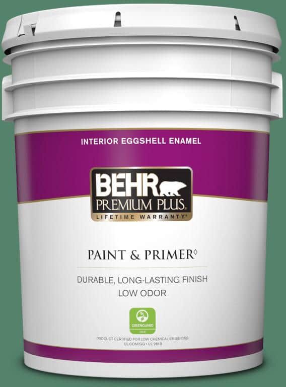 BEHR PREMIUM PLUS 5 gal. #M420-6 Tournament Field Eggshell Enamel Low Odor Interior Paint & Primer