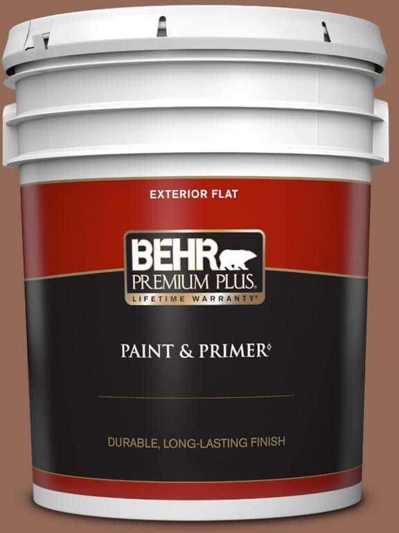 BEHR PREMIUM PLUS 5 gal. #S190-6 Rio Rust Flat Exterior Paint & Primer