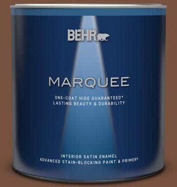 BEHR MARQUEE 1 qt. #240F-7 Root Beer Satin Enamel Interior Paint & Primer