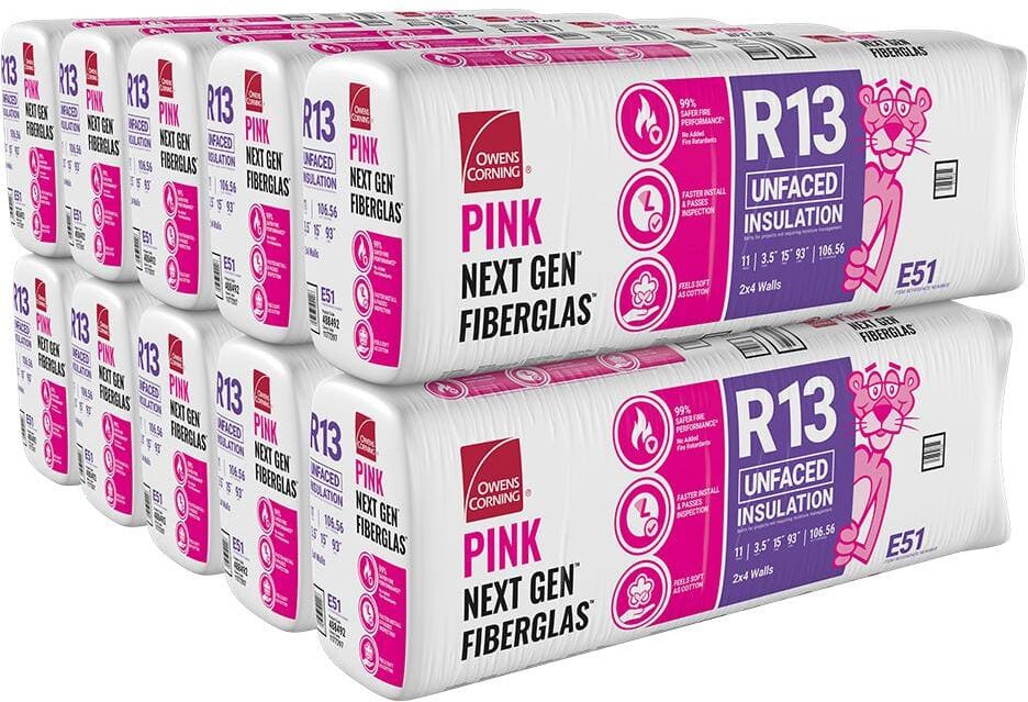 Owens Corning R-13 Unfaced Fiberglass Insulation Batt 15 in. x 93 in. (10-Bags)