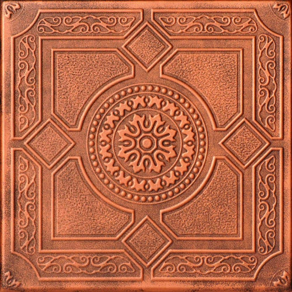 A La Maison Ceilings Kensington Garden Antique Copper 1.6 ft. x 1.6 ft. Decorative Foam Glue Up Ceiling Tile (21.6 sq. ft./Case)