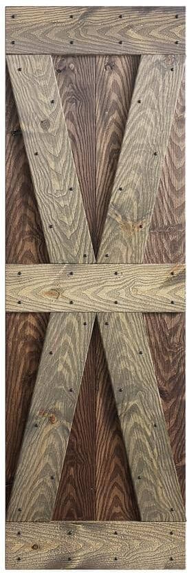 COAST SEQUOIA INC X Series Embossing 30 in. x 84 in. Dark Walnut/Aged Barrel DIY Knotty Wood Sliding Door Slab