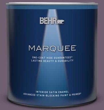 BEHR MARQUEE 1 qt. #S100-6 Blackberry Jam One-Coat Hide Satin Enamel Interior Paint & Primer