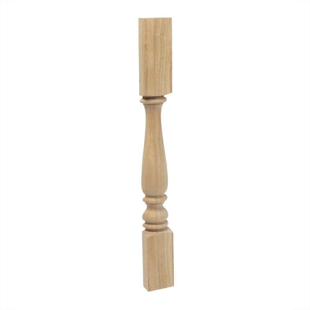 American Pro Decor 35-1/4 in. x 3-3/4 in. Unfinished Solid Hardwood Plain Half Round Kitchen Island Leg