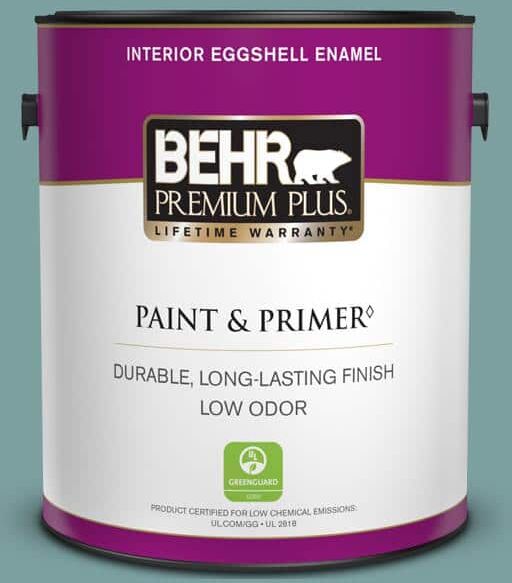 BEHR PREMIUM PLUS 1 gal. #S440-4 Tower Bridge Eggshell Enamel Low Odor Interior Paint & Primer